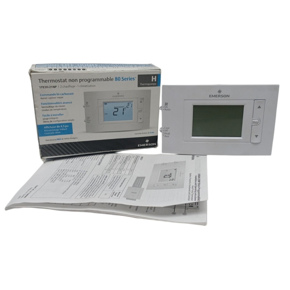 Emerson‎ 80 Series Thermostats, 1 H, 1 C, Wall Mount, Hardwired/Battery, 24VAC